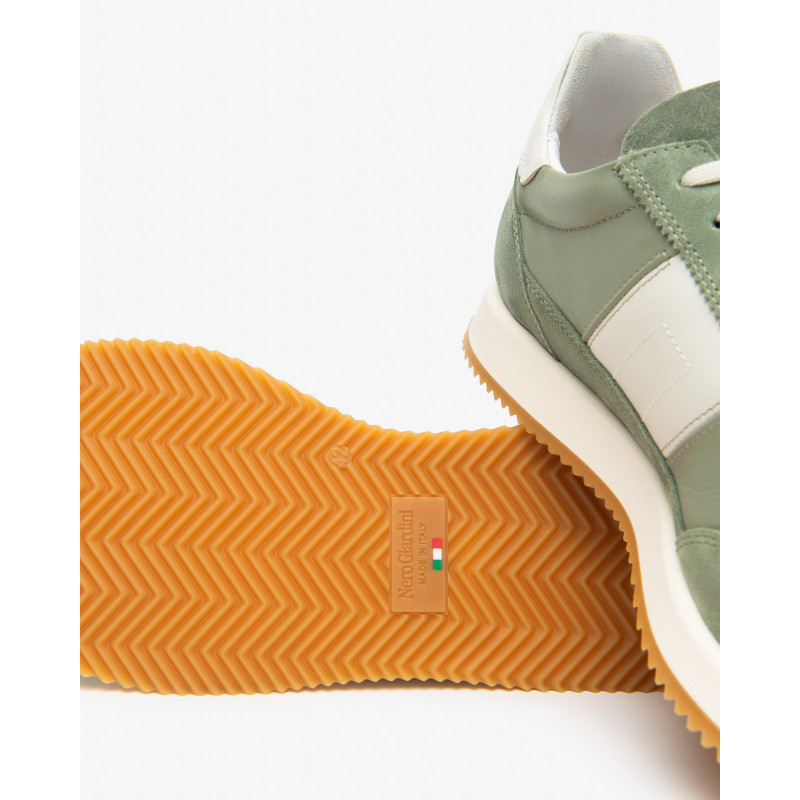 Nero Giardini sneakers uomo in pelle alloro verde E601110U518