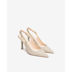 Nero Giardini slingback donna in tessuto lurex e pelle oro E615430DE412