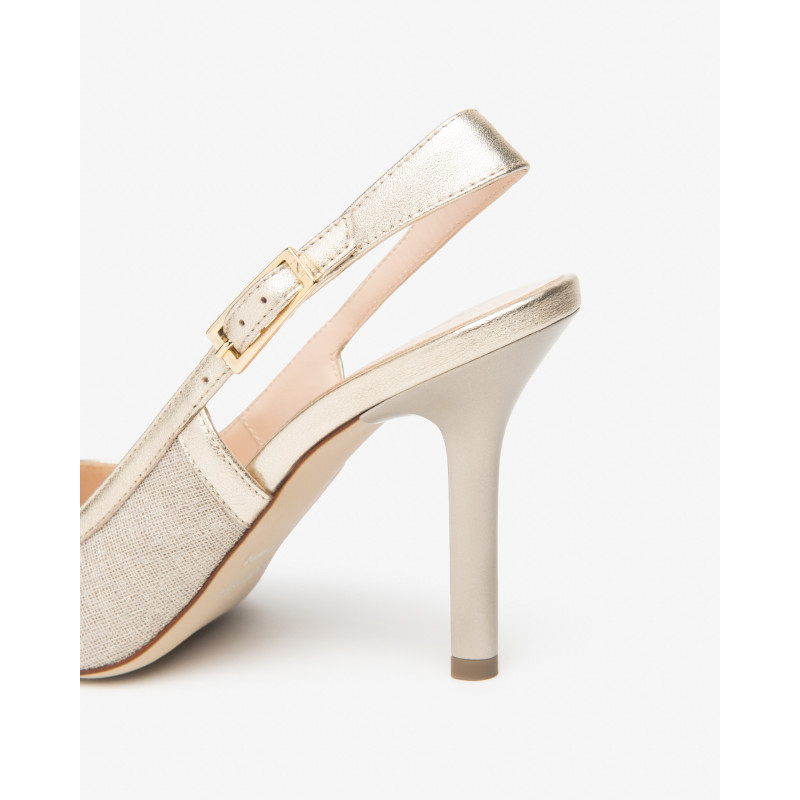 Nero Giardini slingback donna in tessuto lurex e pelle oro E615430DE412