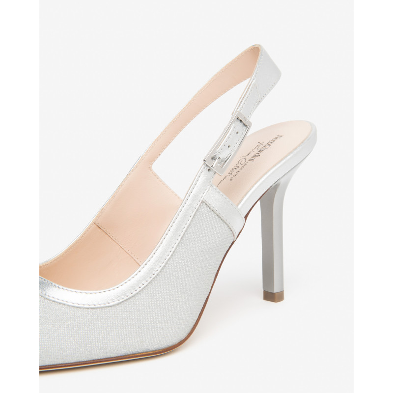 Nero Giardini slingback in tessuto microglitter argento E615430DE700