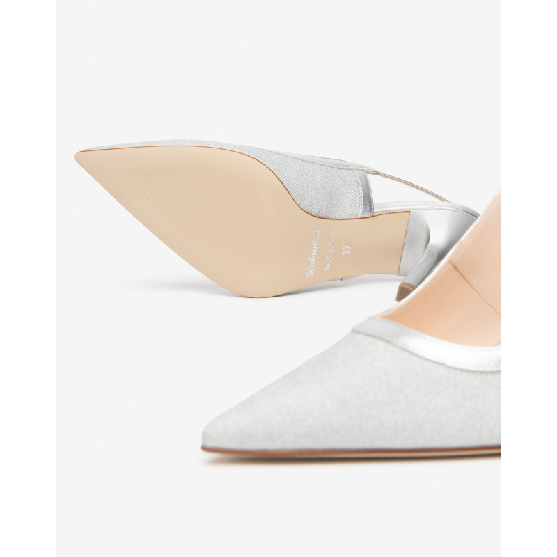 Nero Giardini slingback in tessuto microglitter argento E615430DE700