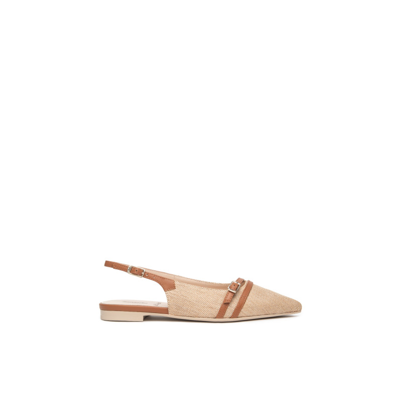 Nero Giardini slingback in tessuto e pelle col. natural E615540D420