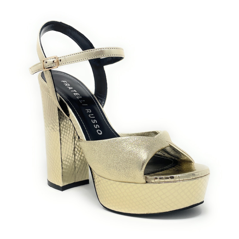 Fratelli Russo sandali platino con plateau TARILU S2601