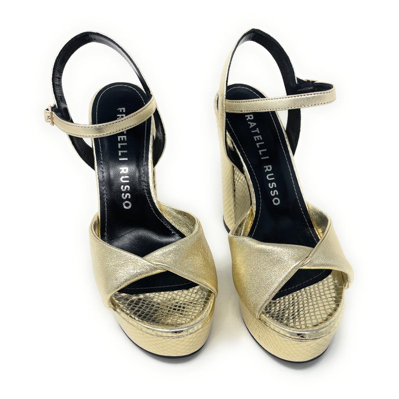 Fratelli Russo sandali platino con plateau TARILU S2601