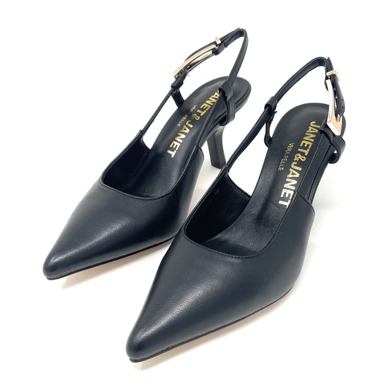 Janet & Janet slingback donna in pelle black J-641