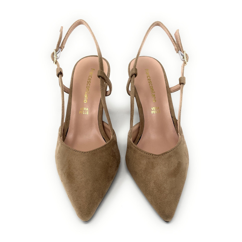 Francesco Milano Sling back donna in pelle taupe A08-21C