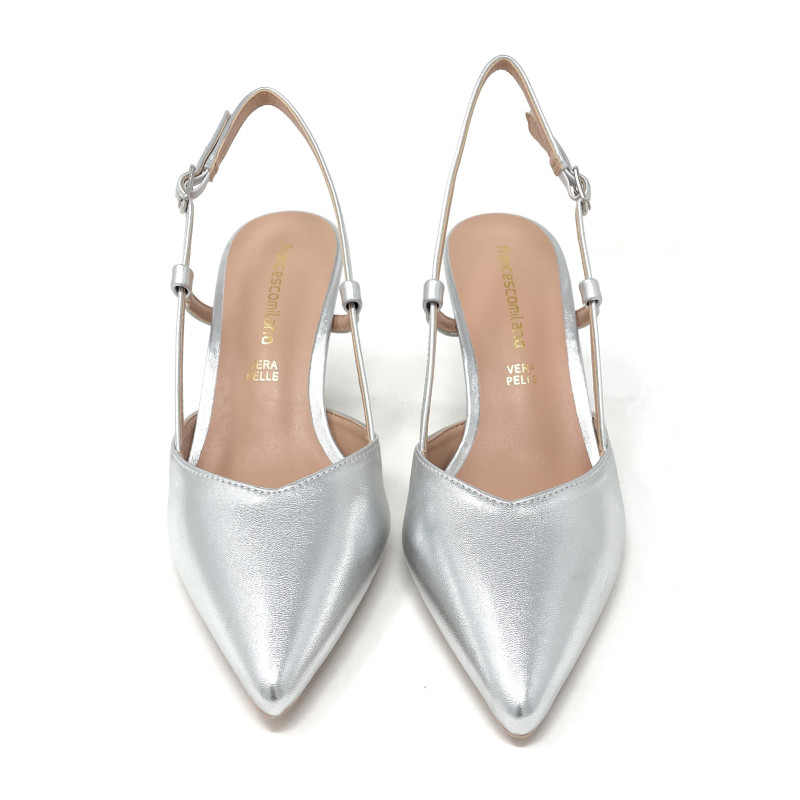 Francesco Milano sling back donna in pelle argento A08-21N