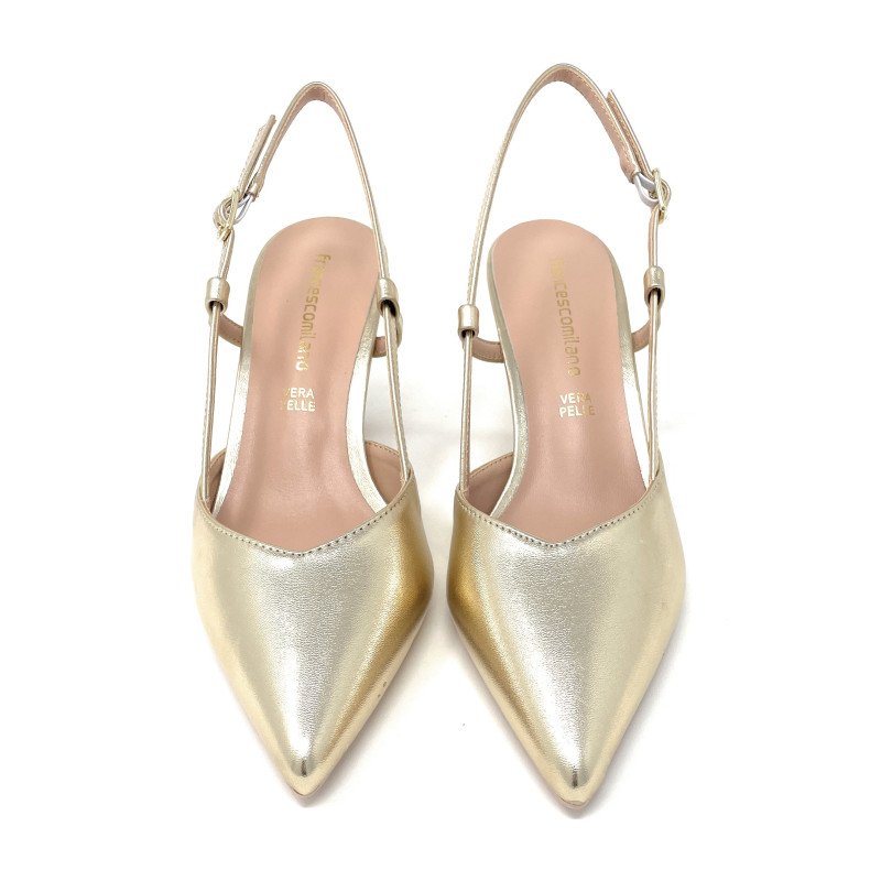 Francesco Milano sling back donna in pelle platino A08-21N