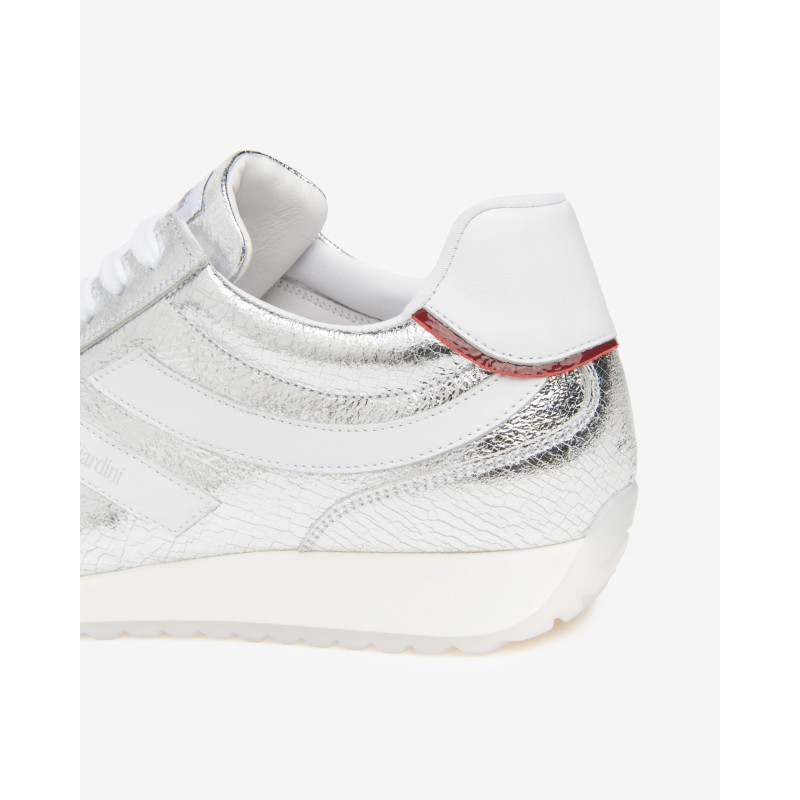 Nero Giardini sneakers donna pelle crack metal argento E615163D700