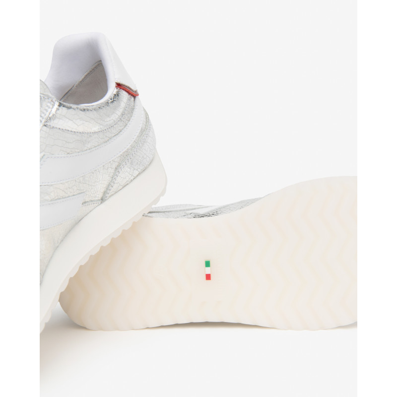 Nero Giardini sneakers donna pelle crack metal argento E615163D700