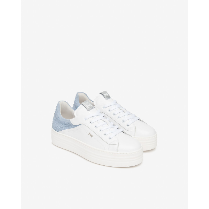 Nero Giardini sneakers donna in pelle e camoscio bianco E615300D707