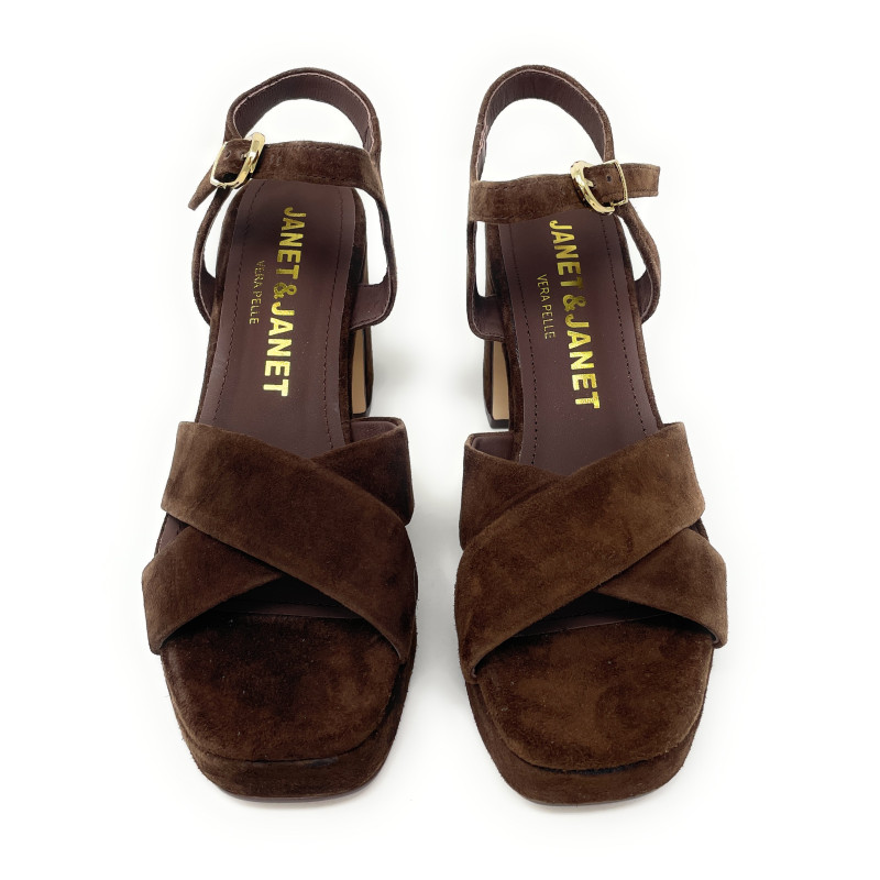 Janet & Janet sandali donna in camoscio darkbrown J 650