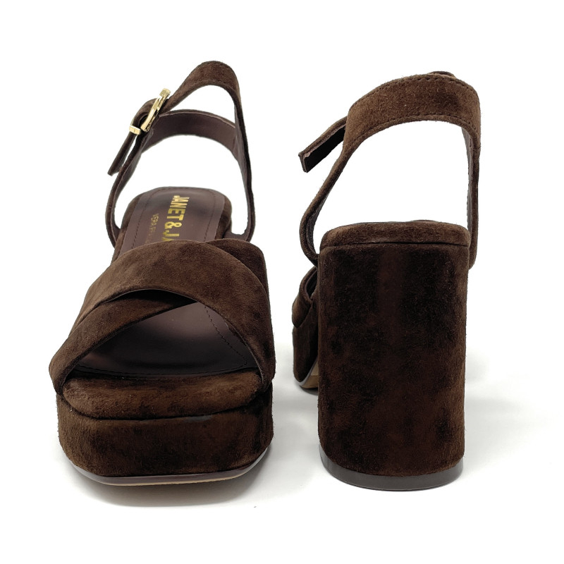 Janet & Janet sandali donna in camoscio darkbrown J 650