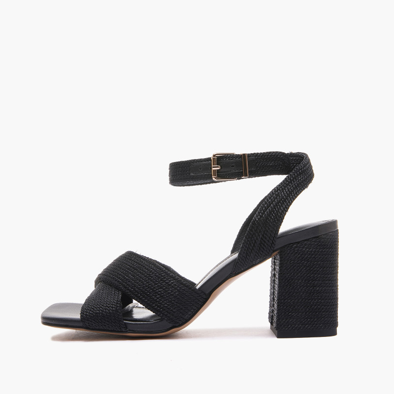 Emanuelle Vee sandali donna Farah raffia sutage lame black 203 10