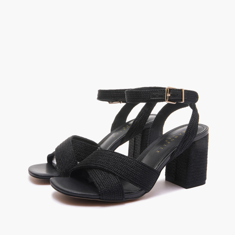 Emanuelle Vee sandali donna Farah raffia sutage lame black 203 10