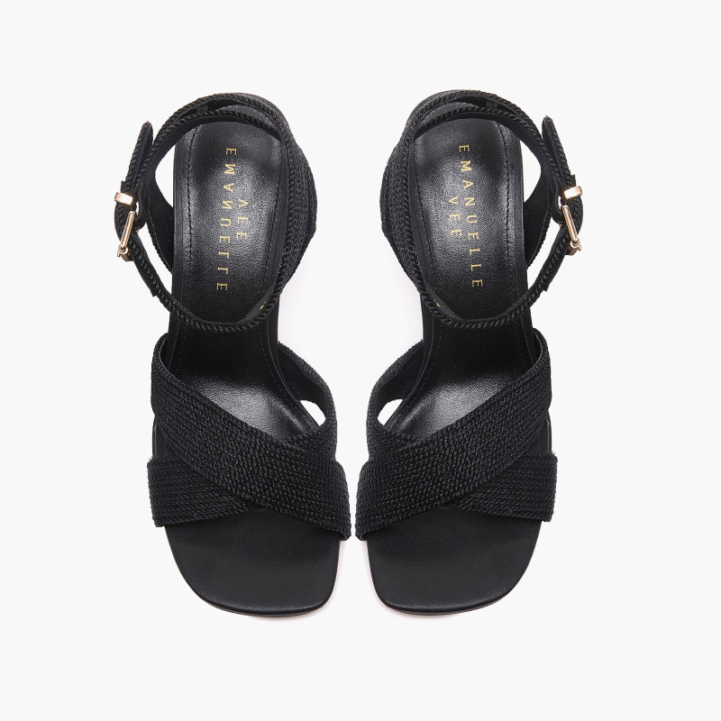 Emanuelle Vee sandali donna Farah raffia sutage lame black 203 10