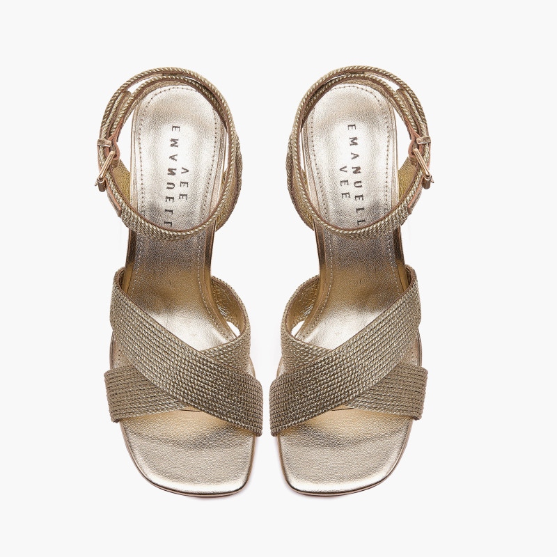Emanuelle Vee sandali donna Farah raffia sutage lame gold 203 10