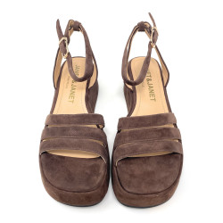Janet & Janet sandali donna in camoscio dark marrone J 380