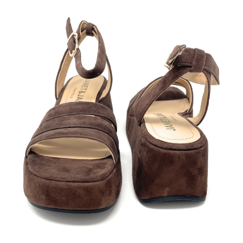 Janet & Janet sandali donna in camoscio dark marrone J 380