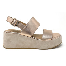 Janet & Janet sandali donna in pelle e camoscio platino J 384