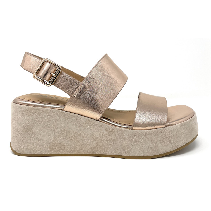 Janet & Janet sandali donna in pelle e camoscio platino J 384