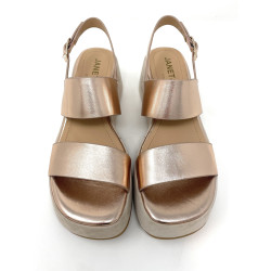 Janet & Janet sandali donna in pelle e camoscio platino J 384