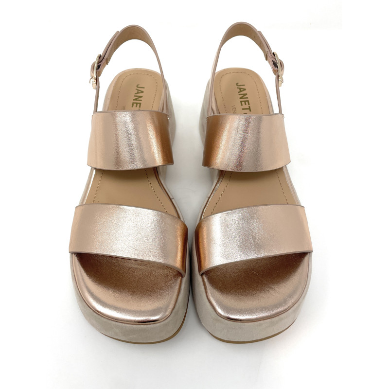 Janet & Janet sandali donna in pelle e camoscio platino J 384