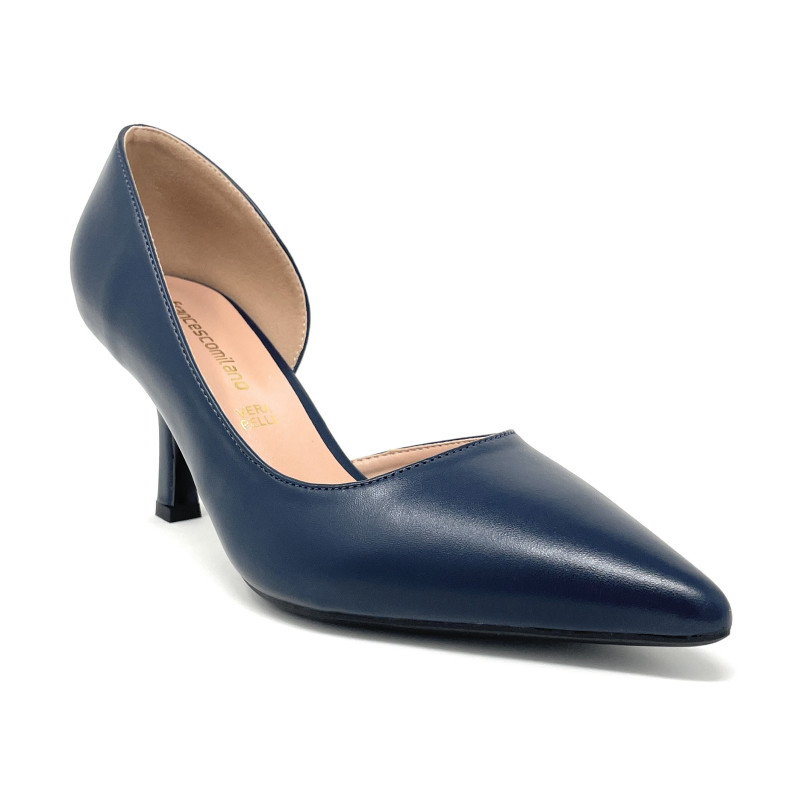 Francesco Milano décolleté in pelle blu navy A08-12A