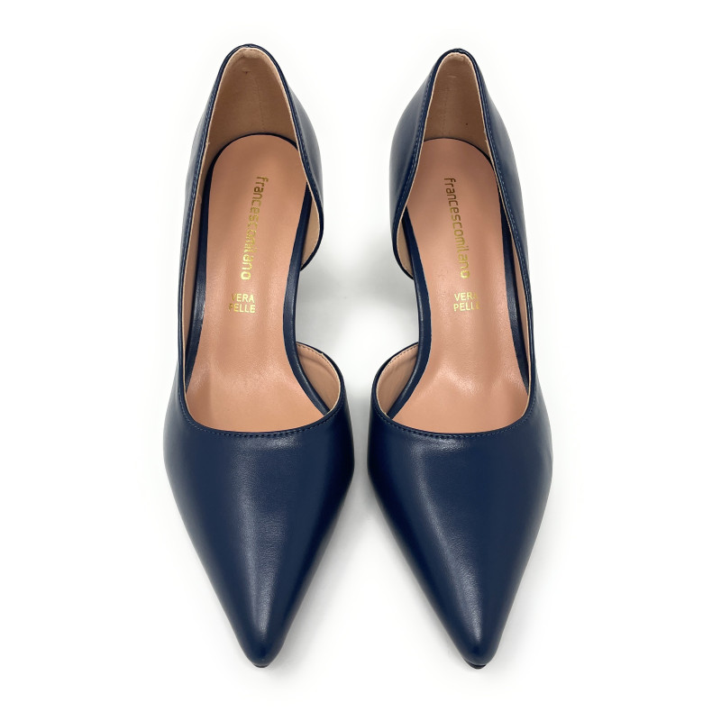 Francesco Milano décolleté in pelle blu navy A08-12A