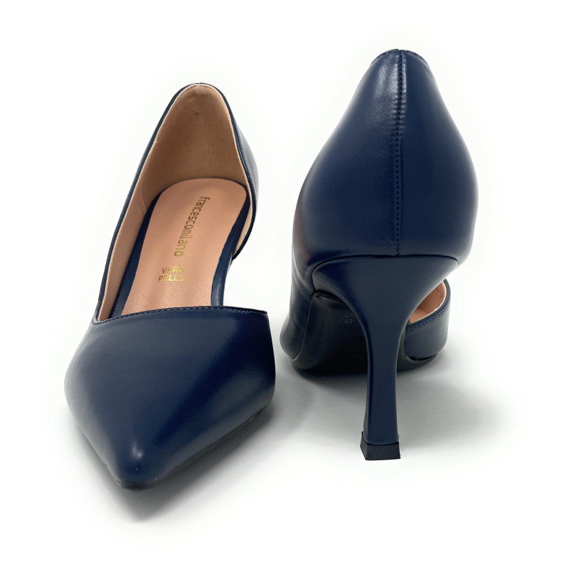 Francesco Milano décolleté in pelle blu navy A08-12A