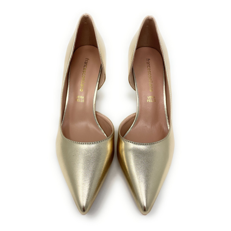 Francesco Milano décolleté in pelle platino A08-12N