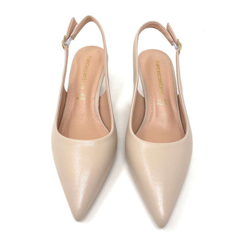 Francesco Milano slingback donna in pelle beige E06-02A