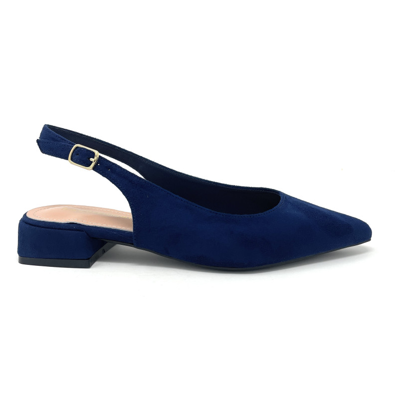 Francesco Milano sling back in camoscio firenze blu navy E08-01C