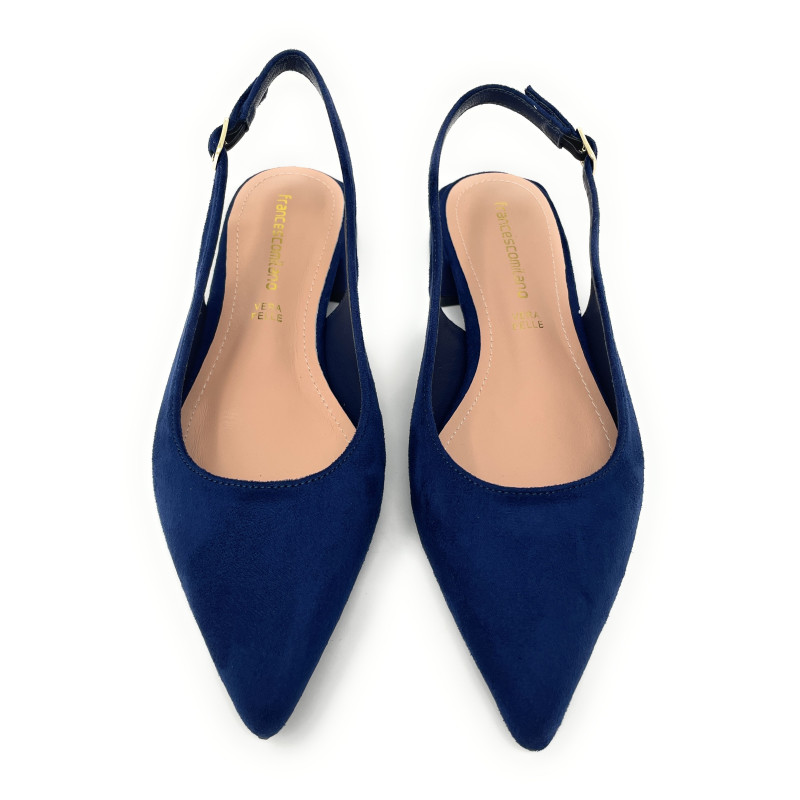 Francesco Milano sling back in camoscio firenze blu navy E08-01C