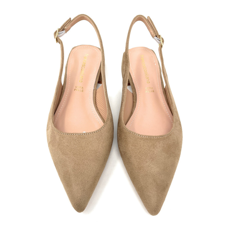 Francesco Milano sling back in camoscio firenza taupe E08-01C