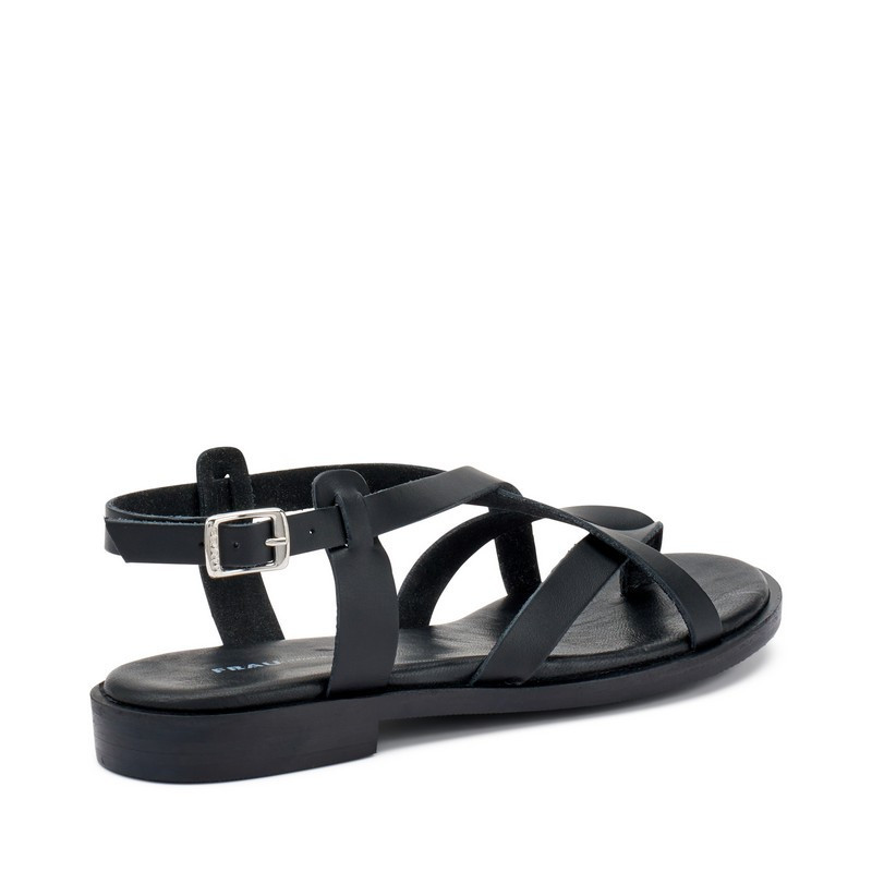 Frau sandali donna infradito in pelle nero 86M2