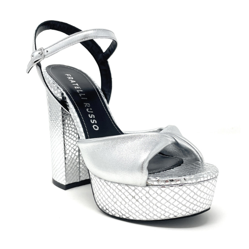 Fratelli Russo sandali argento con plateau TARILU S2601