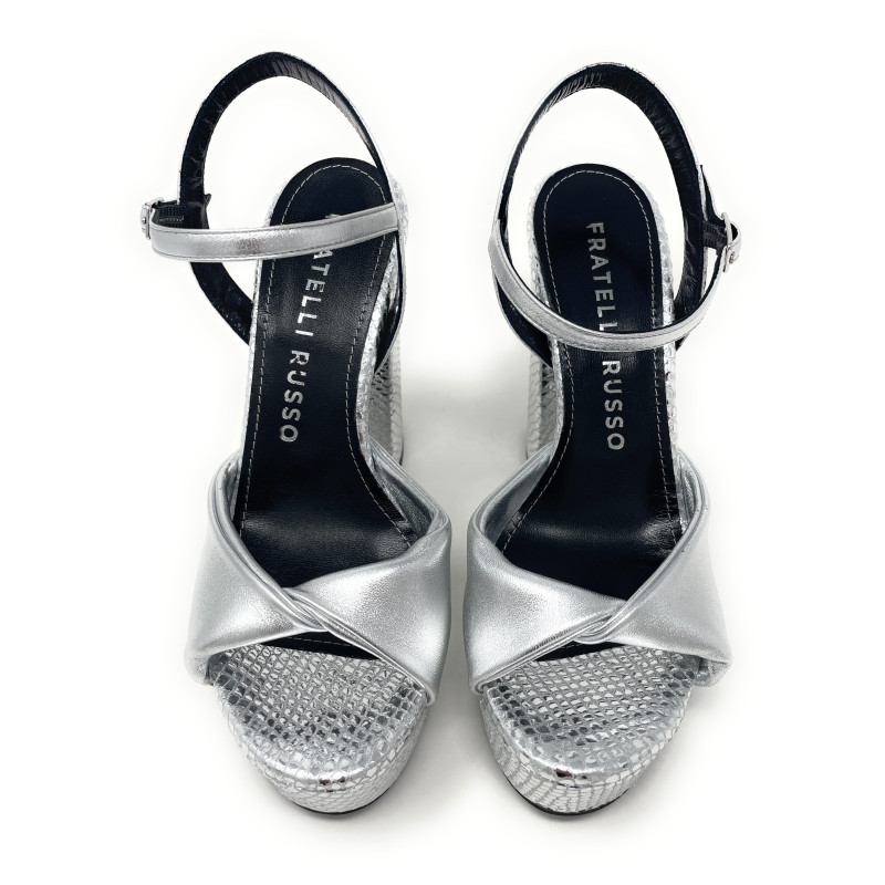 Fratelli Russo sandali argento con plateau TARILU S2601
