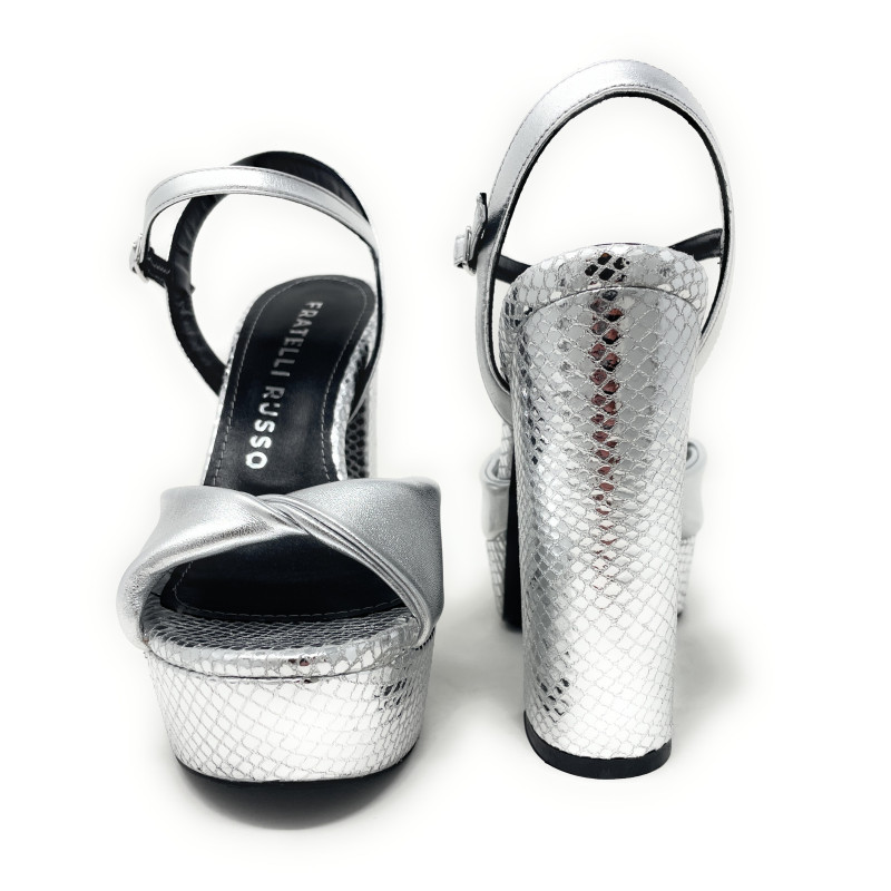 Fratelli Russo sandali argento con plateau TARILU S2601