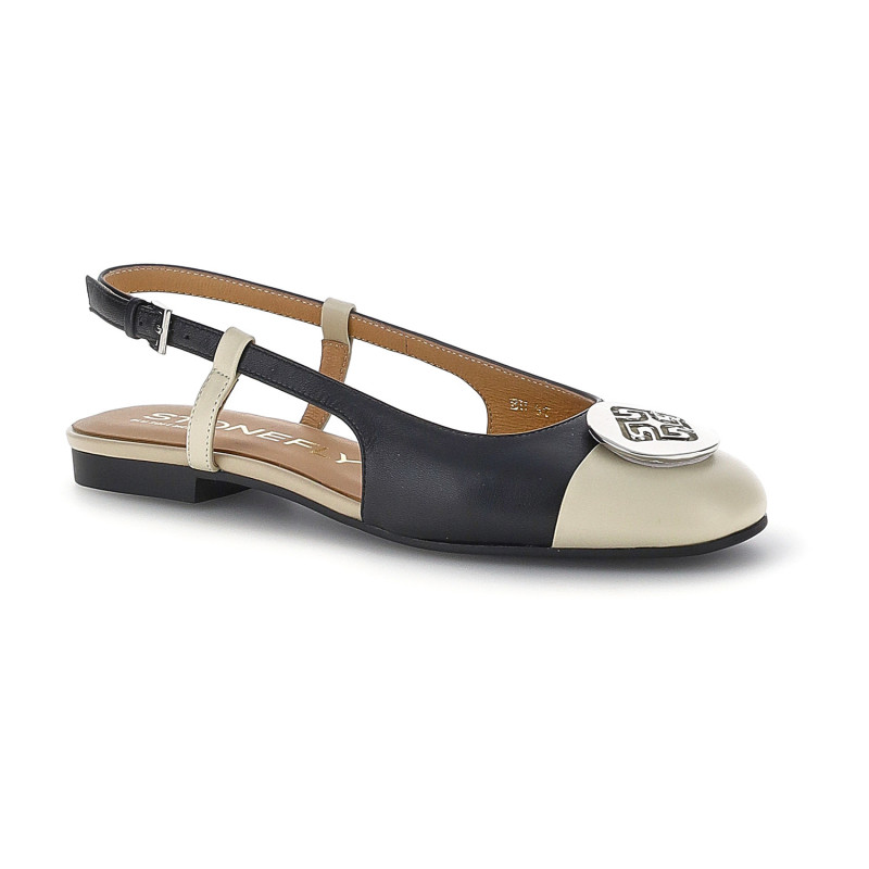 Stonefly slingback da donna Sally 5 in pelle nero bianco 223553