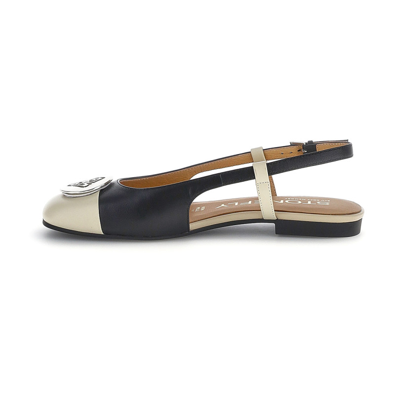 Stonefly slingback da donna Sally 5 in pelle nero bianco 223553