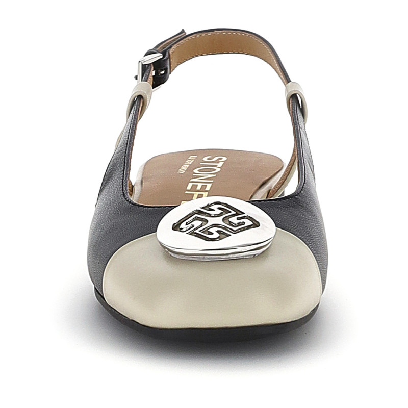Stonefly slingback da donna Sally 5 in pelle nero bianco 223553