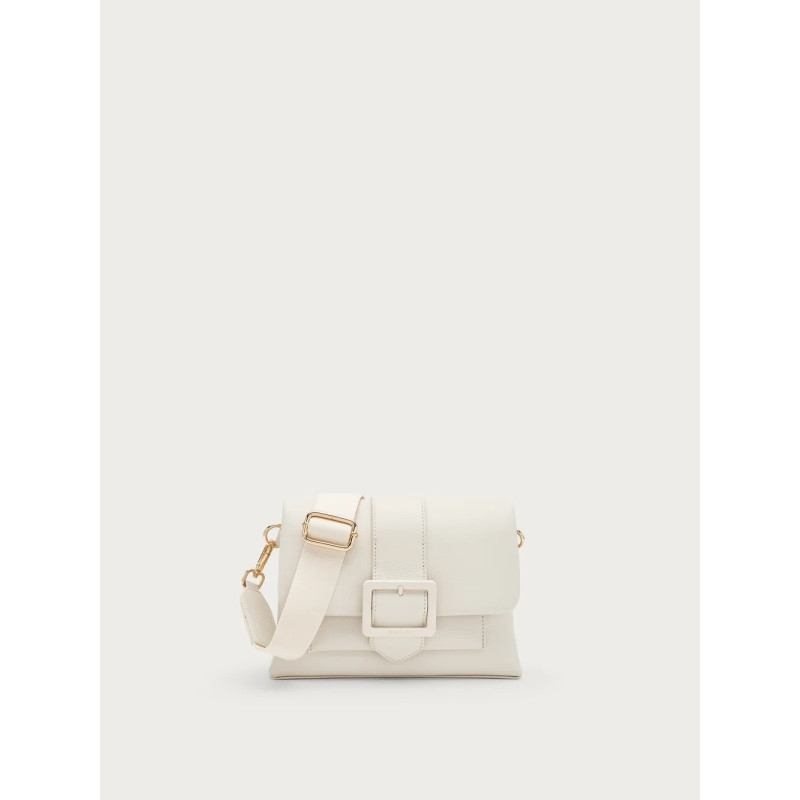 Frau borsa in microfibra con fibbia off white B975