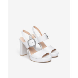 Nero Giardini sandali donna in pelle bianca E513354D707