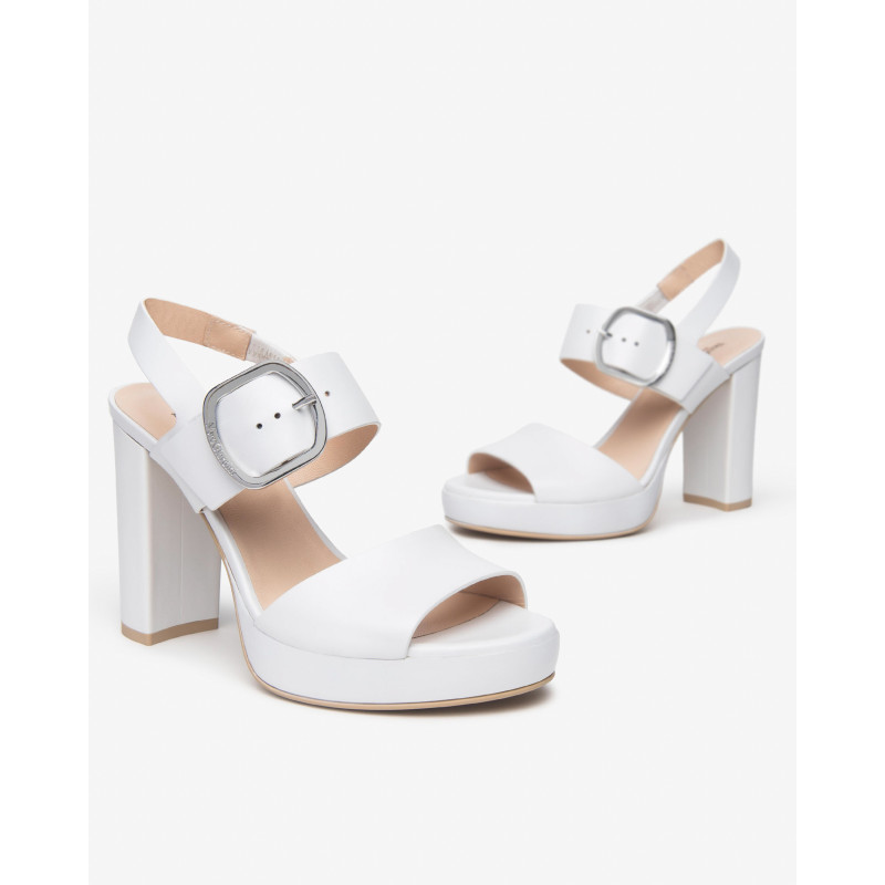 Nero Giardini sandali donna in pelle bianca E513354D707