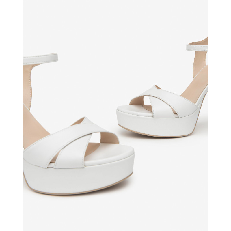 Nero Giardini sandali donna in pelle bianco con plateau E410211D707
