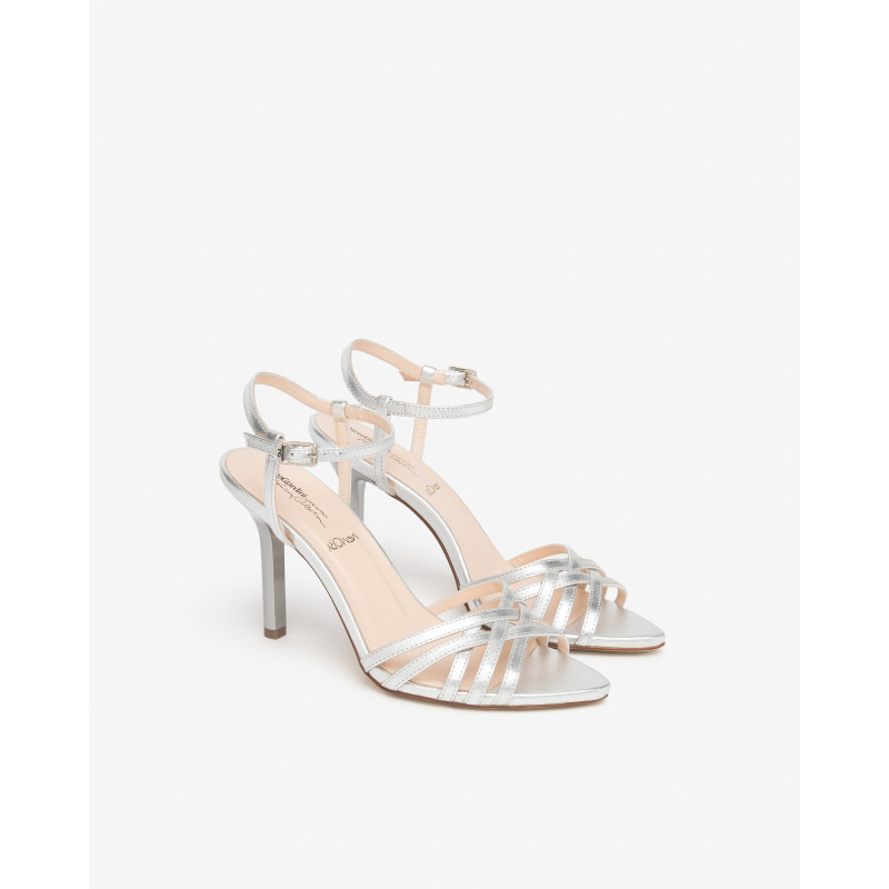 Nero Giardini sandali donna in pelle laminato argento E615652DE700