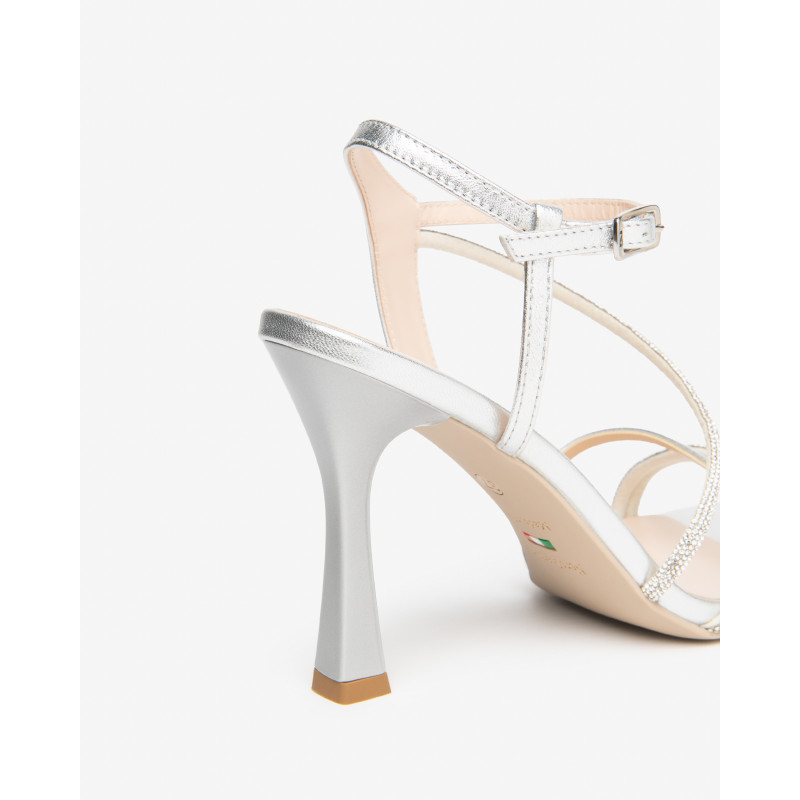 Nero Giardini sandali donna in pelle laminato argento E615673DE700