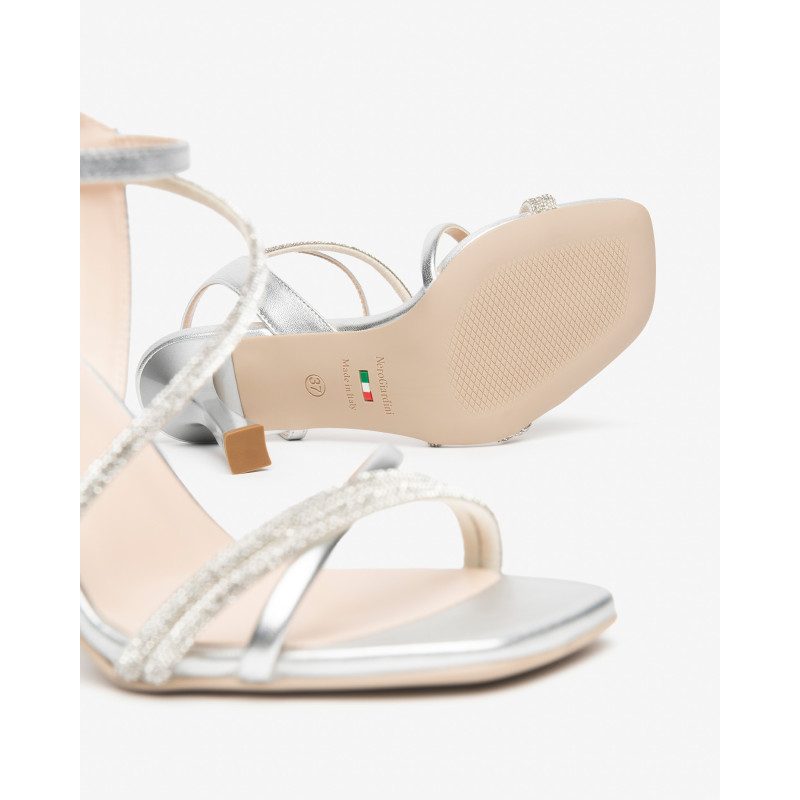 Nero Giardini sandali donna in pelle laminato argento E615673DE700