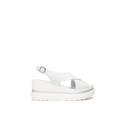 Nero Giardini sandali donna in pelle bianco con zeppa E513515D707
